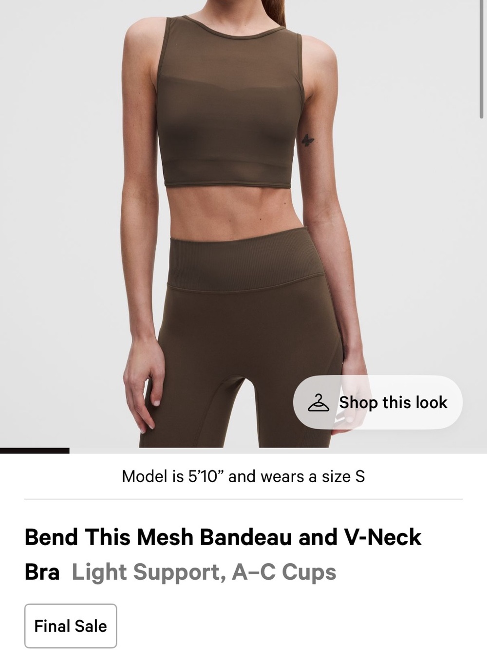 Lululemon- Bend this mesh bandeau and V-neck bra
